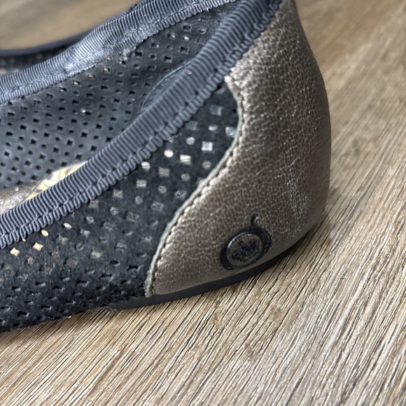 Born Womens Mardea Ballet Flat Size 9 Bronze Black Perf Suede Bow‎ Slip On Shoe - Picture 5 of 10